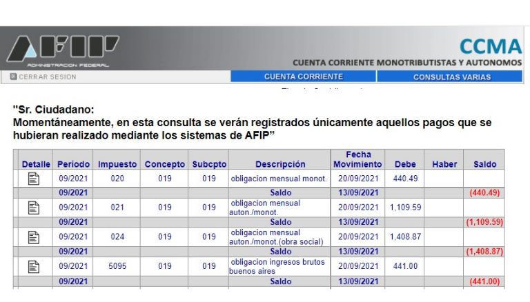 Monotributo Unificado Buenos Aires - Concepto Ingresos Brutos CCMA